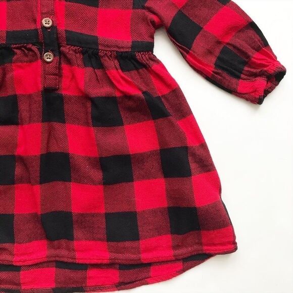 Old Navy red/black buffalo plaid dress EUC 6-12 months - Picture 3 of 5